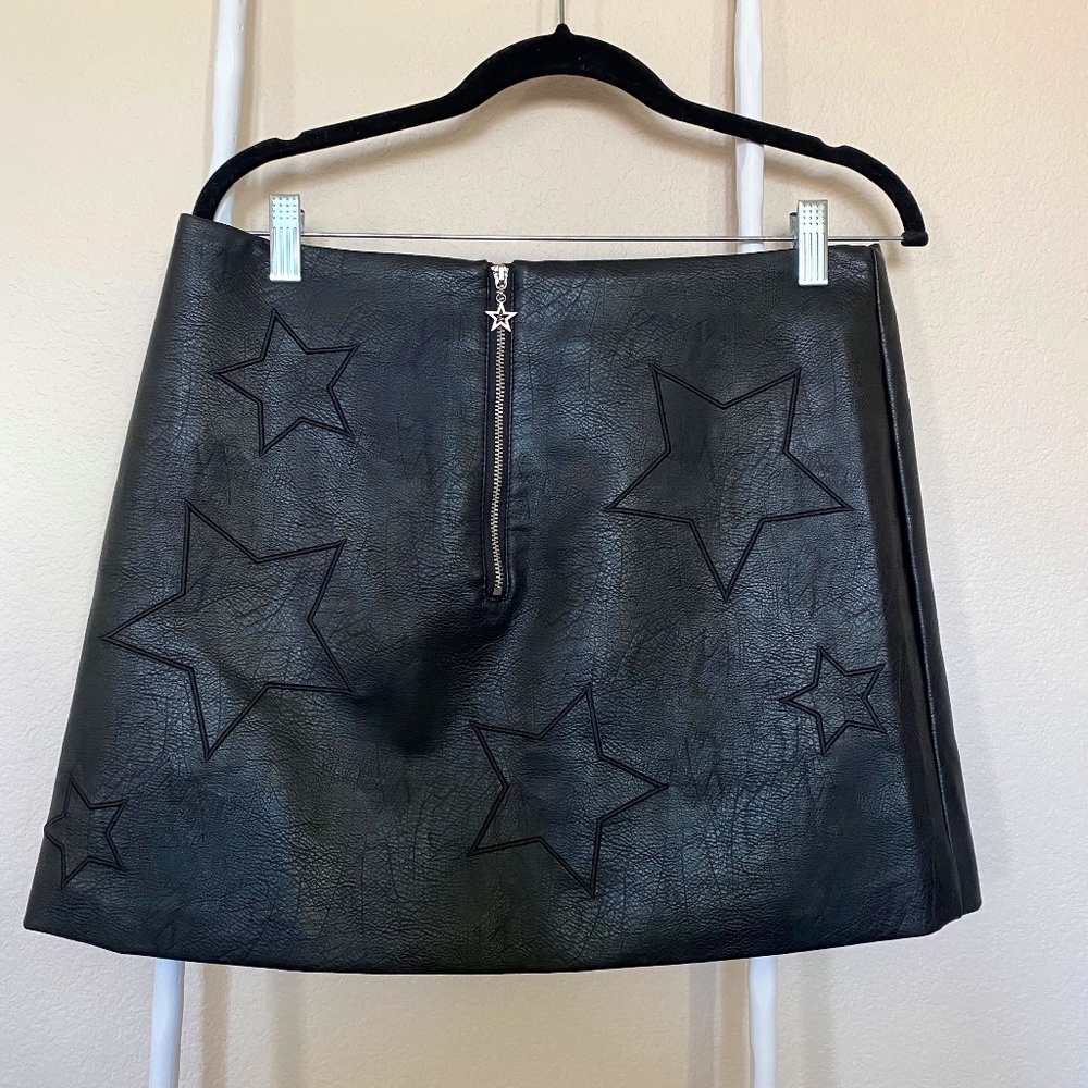 H&M Black Faux Leather Mini Skirt Size 12